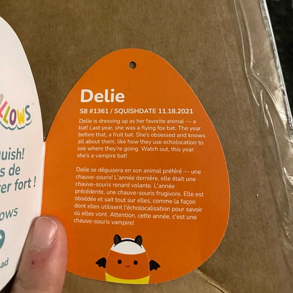 NWT 8” Delie the candy corn bat Squishmallow - Picture 2 of 5